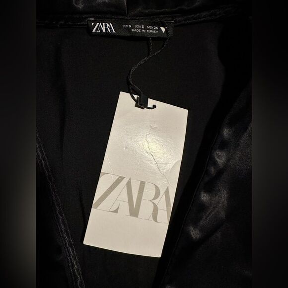 ZARA Dress Jewel Buckle Black Satin Size S BLOGGER FAVORITE• NEW WITH TAGS • - Picture 12 of 14